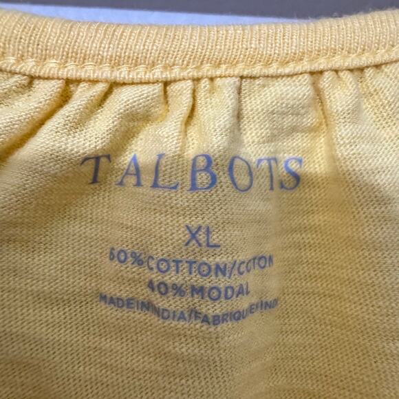 Talbots Top Size XL Yellow Embroidered Floral Off Shoulder Festival Artsy - Picture 2 of 11